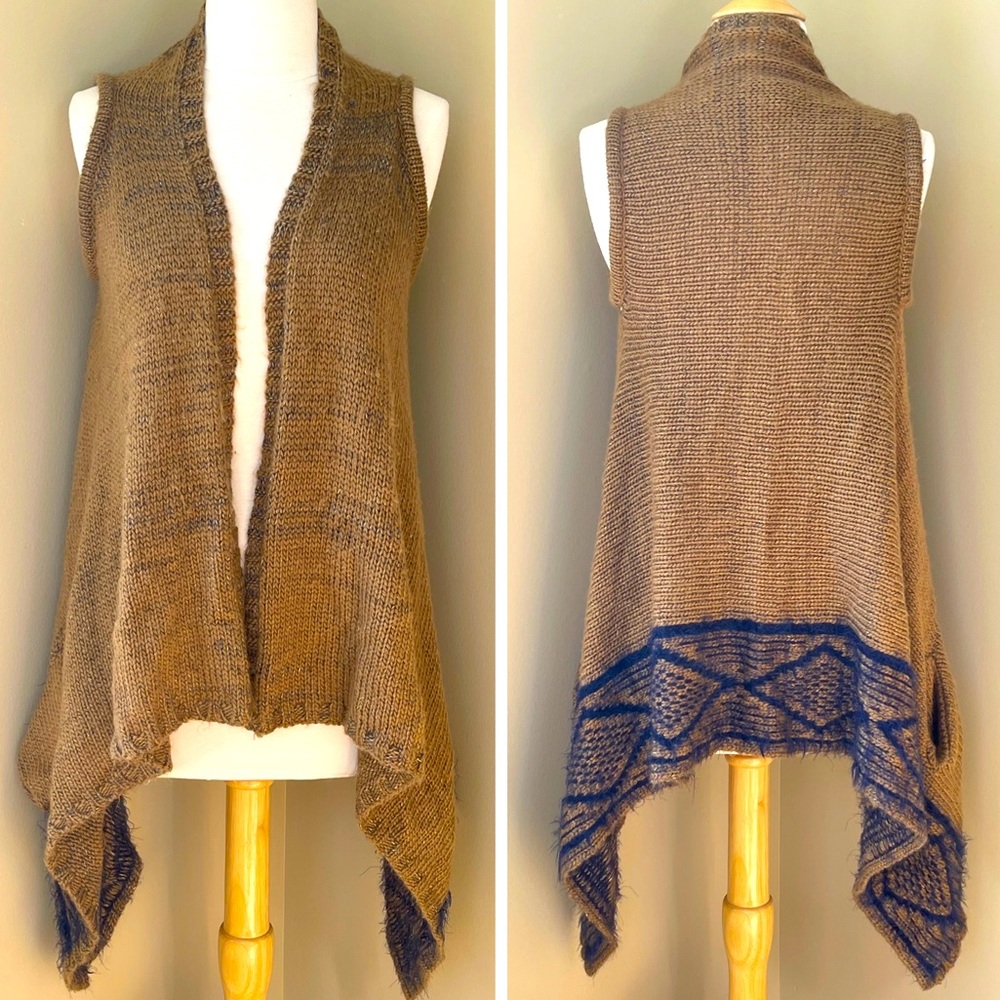BCBG Max Azria Long Wool Cardigan Sweater Vest